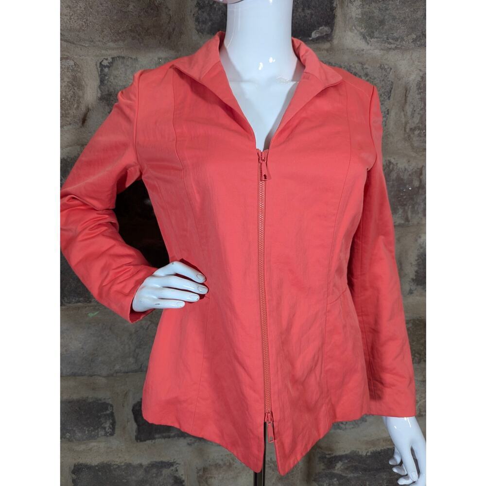 Lafayette 148 Jacket Woman's 6 Orange Double Zipper Lined Bright Outdoors